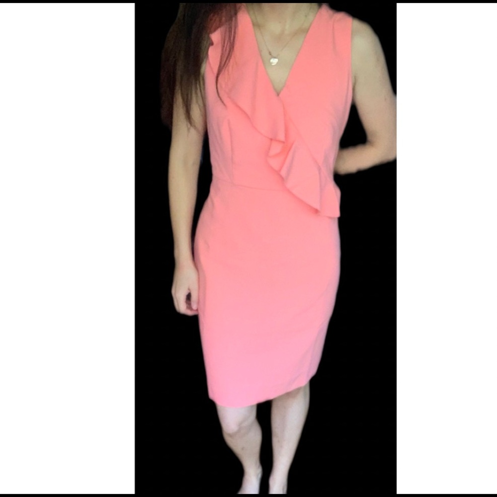Ann Taylor Factory Peach Dress with Ruffle Detail